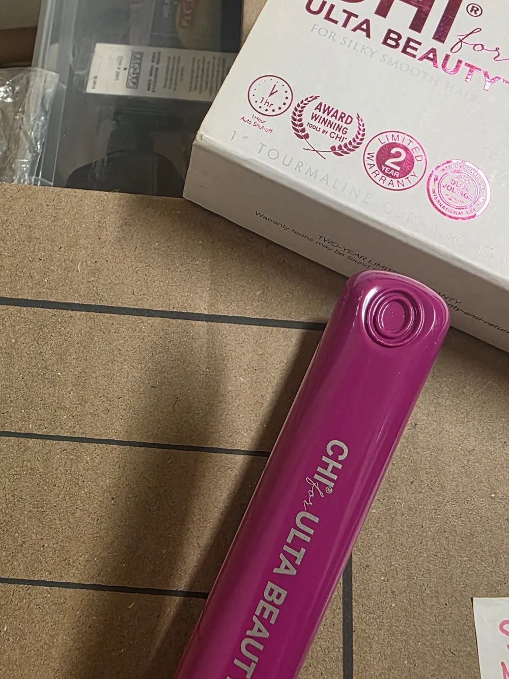 Ulta Beauty Ceramic Travel Flat Iron in Bright Pink with Gold Plates